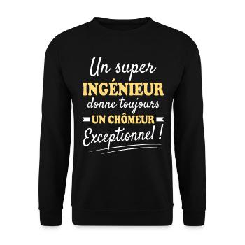 Exceptionnel Ingénieur Chômeur - Sweat-shirt Unisexe - noir - Devant - Alina (178cm) & Michal (187cm)