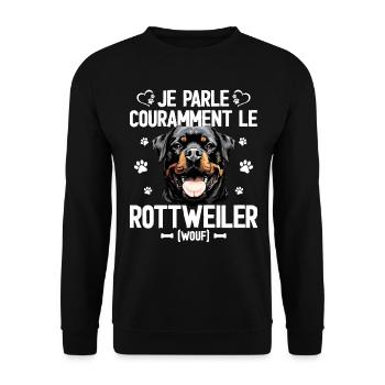 Parler Le Rottweiler Humour Chien - Sweat-shirt Unisexe - noir - Devant - Alina (178cm) & Michal (187cm)
