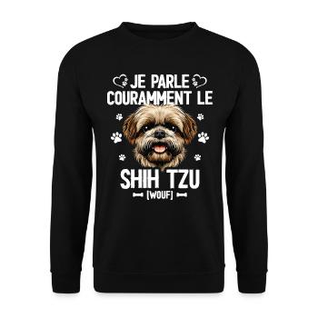 Parler Le Shih Tzu Humour Chien - Sweat-shirt Unisexe - noir - Devant - Alina (178cm) & Michal (187cm)