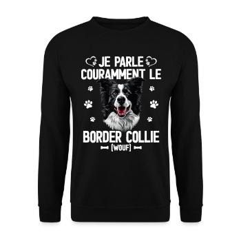 Parler Le Border Collie Humour Chien - Sweat-shirt Unisexe - noir - Devant - Alina (178cm) & Michal (187cm)