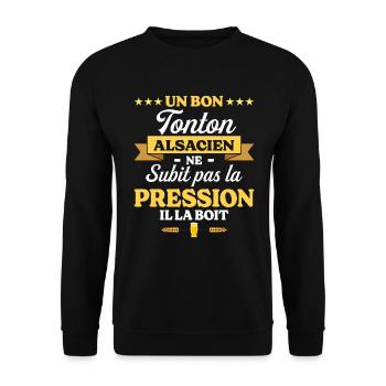 Tonton Alsacien Oncle Humour Tonton - Sweat-shirt Unisexe - noir - Devant - Alina (178cm) & Michal (187cm)