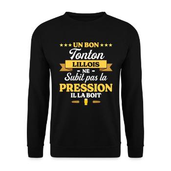 Tonton Lillois Oncle Humour Tonton - Sweat-shirt Unisexe - noir - Devant - Alina (178cm) & Michal (187cm)