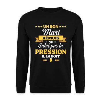 Mari Rémois Compagnon Humour Mari - Sweat-shirt Unisexe - noir - Devant - Alina (178cm) & Michal (187cm)