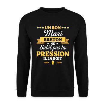 Mari Breton Compagnon Humour Mari - Sweat-shirt Unisexe - noir - Devant - Alina (178cm) & Michal (187cm)