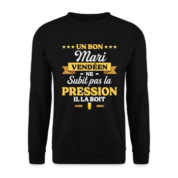 Mari Vendéen Compagnon Humour Mari - Sweat-shirt Unisexe - noir - Devant - Alina (178cm) & Michal (187cm)