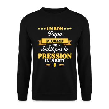 Papa Picard Ne Subit Pas La Pression Humour Papa - Sweat-shirt Unisexe - noir - Devant - Alina (178cm) & Michal (187cm)