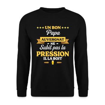 Humour Papa Auvergnat - Sweat-shirt Unisexe - noir - Devant - Alina (178cm) & Michal (187cm)