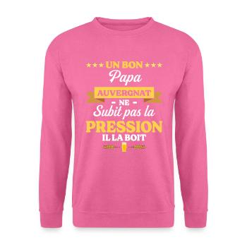 Humour Papa Auvergnat - Sweat-shirt Unisexe - rose - Devant