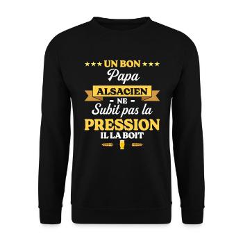 Papa Alsacien Ne Subit Pas La Pression Humour Papa - Sweat-shirt Unisexe - noir - Devant - Alina (178cm) & Michal (187cm)