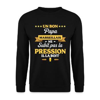 Humour Papa Marseillais - Sweat-shirt Unisexe - noir - Devant - Alina (178cm) & Michal (187cm)