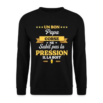 Papa Corse Ne Subit Pas La Pression Humour Papa - Sweat-shirt Unisexe - noir - Devant - Alina (178cm) & Michal (187cm)