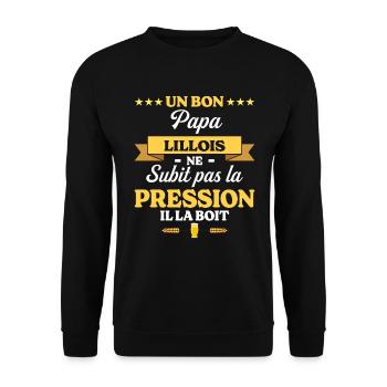 Papa Lillois Ne Subit Pas La Pression Humour Papa - Sweat-shirt Unisexe - noir - Devant - Alina (178cm) & Michal (187cm)