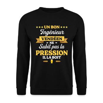 Ingénieur Vendéen Humour Génie - Sweat-shirt Unisexe - noir - Devant - Alina (178cm) & Michal (187cm)