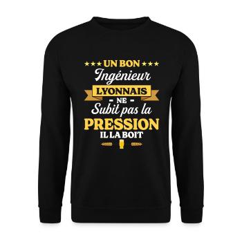 Ingénieur Lyonnais Humour Génie - Sweat-shirt Unisexe - noir - Devant - Alina (178cm) & Michal (187cm)