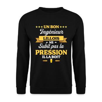 Ingénieur Lillois Humour Génie - Sweat-shirt Unisexe - noir - Devant - Alina (178cm) & Michal (187cm)