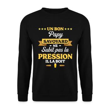 Papy Savoyard Grand-Père Humour Papy - Sweat-shirt Unisexe - noir - Devant - Alina (178cm) & Michal (187cm)