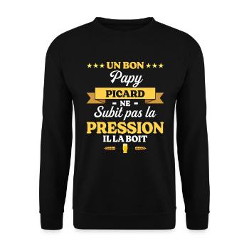 Papy Picard Grand-Père Humour Papy - Sweat-shirt Unisexe - noir - Devant - Alina (178cm) & Michal (187cm)