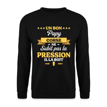 Papy Corse Grand-Père Humour Papy - Sweat-shirt Unisexe - noir - Devant - Alina (178cm) & Michal (187cm)