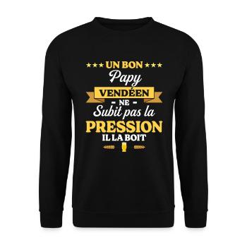 Papy Vendéen Grand-Père Humour Papy - Sweat-shirt Unisexe - noir - Devant - Alina (178cm) & Michal (187cm)