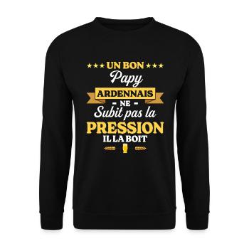 Papy Ardennais Grand-Père Humour Papy - Sweat-shirt Unisexe - noir - Devant - Alina (178cm) & Michal (187cm)