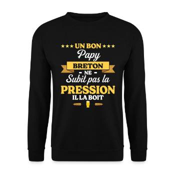 Papy Breton Grand-Père Humour Papy - Sweat-shirt Unisexe - noir - Devant - Alina (178cm) & Michal (187cm)