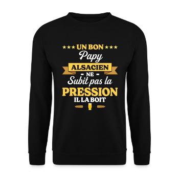 Papy Alsacien Grand-Père Humour Papy - Sweat-shirt Unisexe - noir - Devant - Alina (178cm) & Michal (187cm)