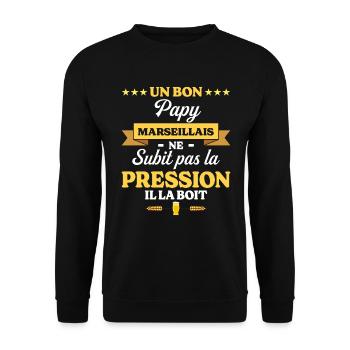 Papy Marseillais Grand-Père Humour Papy - Sweat-shirt Unisexe - noir - Devant - Alina (178cm) & Michal (187cm)