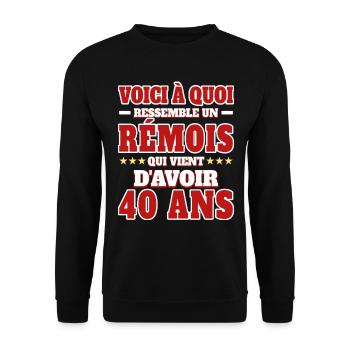 Supporter De Reims Anniversaire 40 Ans - Sweat-shirt Unisexe - noir - Devant - Alina (178cm) & Michal (187cm)