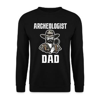 Père Fan Archéologie Papa Archéologue - Sweat-shirt Unisexe - noir - Devant - Alina (178cm) & Michal (187cm)