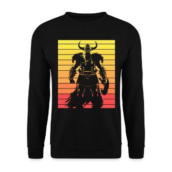 Vintage Wikinger Mann Vater - Unisex Pullover - Schwarz - Vorne - Alina (178cm) & Michal (187cm)