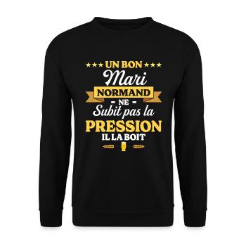Mari Normand Compagnon Humour Mari - Sweat-shirt Unisexe - noir - Devant - Alina (178cm) & Michal (187cm)