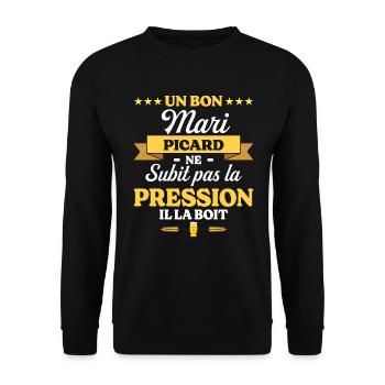 Mari Picard Compagnon Humour Mari - Sweat-shirt Unisexe - noir - Devant - Alina (178cm) & Michal (187cm)