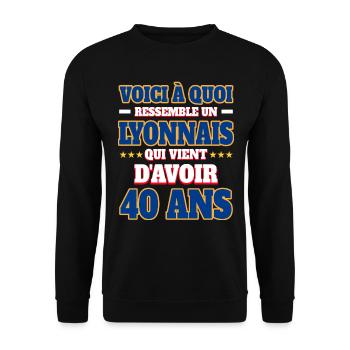 Supporter De Lyon Anniversaire 40 Ans - Sweat-shirt Unisexe - noir - Devant - Alina (178cm) & Michal (187cm)