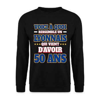 Supporter De Lyon Anniversaire 50 Ans - Sweat-shirt Unisexe - noir - Devant - Alina (178cm) & Michal (187cm)
