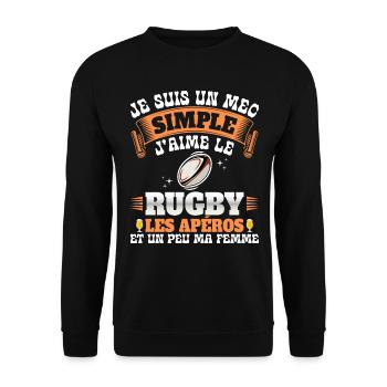 Rugbyman Humour Homme Rugby Et Apéro - Sweat-shirt Unisexe - noir - Devant - Alina (178cm) & Michal (187cm)