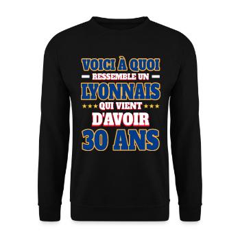 Supporter De Lyon Anniversaire 30 Ans - Sweat-shirt Unisexe - noir - Devant - Alina (178cm) & Michal (187cm)
