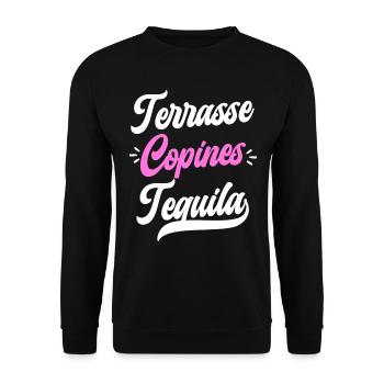 Soirée Femme Terrasse Copines Tequila - Sweat-shirt Unisexe - noir - Devant - Alina (178cm) & Michal (187cm)