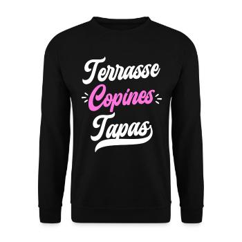 Soirée Femme Terrasse Copines Tapas - Sweat-shirt Unisexe - noir - Devant - Alina (178cm) & Michal (187cm)