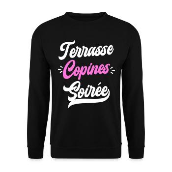 Apéro Amie Femme Terrasse Copines Soirée - Sweat-shirt Unisexe - noir - Devant - Alina (178cm) & Michal (187cm)