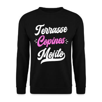 Soirée Femme Terrasse Copines Mojito - Sweat-shirt Unisexe - noir - Devant - Alina (178cm) & Michal (187cm)