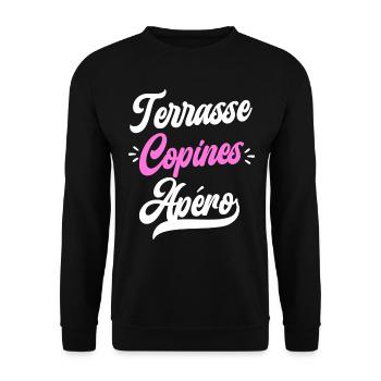 Soirée Amie Femme Terrasse Copines Apéro - Sweat-shirt Unisexe - noir - Devant - Alina (178cm) & Michal (187cm)
