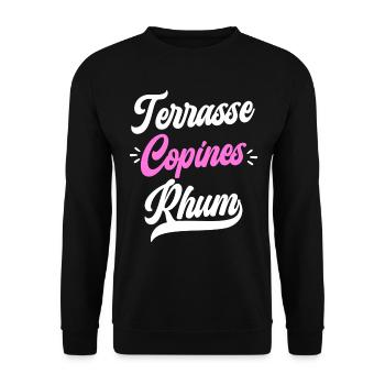 Soirée Amie Femme Terrasse Copines Rhum - Sweat-shirt Unisexe - noir - Devant - Alina (178cm) & Michal (187cm)