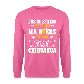 Humour Apéro Bière Papa Chien Chihuahua - Sweat-shirt Unisexe - rose - Devant