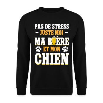 Père Humour Apéro Bière Papa Chien - Sweat-shirt Unisexe - noir - Devant - Alina (178cm) & Michal (187cm)