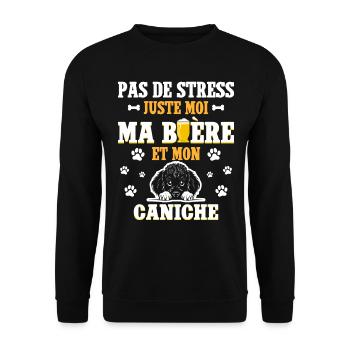 Humour Apéro Bière Papa Chien Caniche - Sweat-shirt Unisexe - noir - Devant - Alina (178cm) & Michal (187cm)