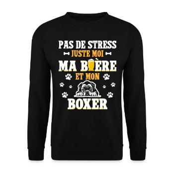 Humour Apéro Bière Papa Chien Boxer - Sweat-shirt Unisexe - noir - Devant - Alina (178cm) & Michal (187cm)