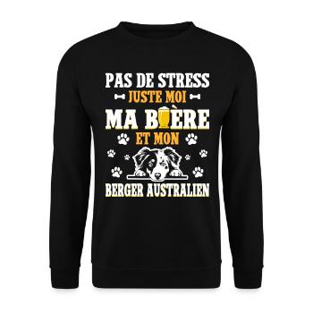 Bière Papa Chien Berger Australien - Sweat-shirt Unisexe - noir - Devant - Alina (178cm) & Michal (187cm)
