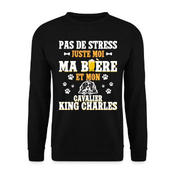 Bière Papa Chien Cavalier King Charles - Sweat-shirt Unisexe - noir - Devant - Alina (178cm) & Michal (187cm)