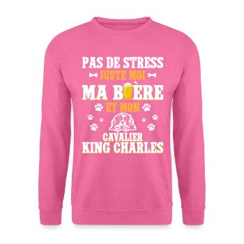 Bière Papa Chien Cavalier King Charles - Sweat-shirt Unisexe - rose - Devant