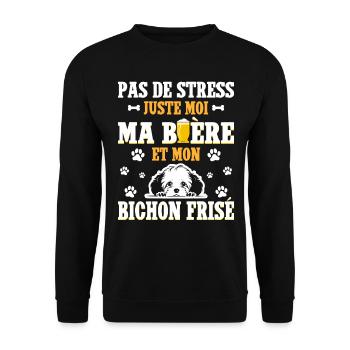 Humour Bière Papa Chien Bichon Frisé - Sweat-shirt Unisexe - noir - Devant - Alina (178cm) & Michal (187cm)